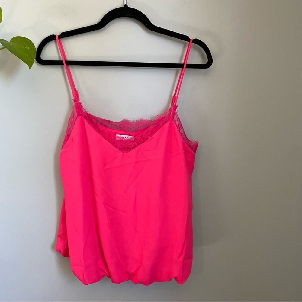 Pink Lace Trim New Tank Top Hot Pink